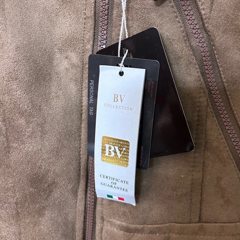BV Collection Womens Faux‎ Suede Moto Jacket Brown Zipper Detail Approx: Medium - Picture 2 of 7